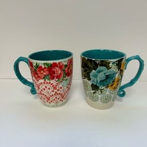 Pioneer Woman/Rose 2/24oz Floral / Large Jumbo Mug / Coffee Tea Cup Farmhouse